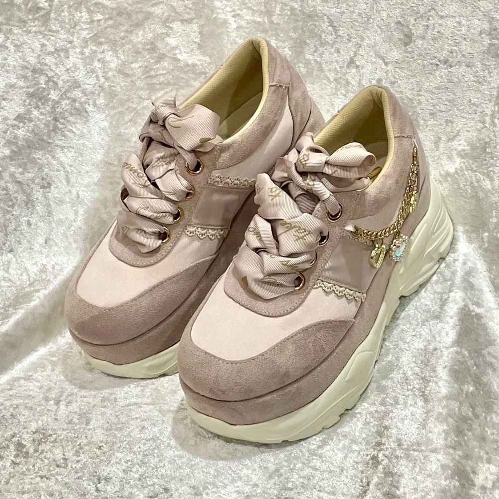 Liz Lisa Pink Side Charm Platform Sneakers Ribbon Lolita Kawaii Jeweled Jfashion - Picture 13 of 16